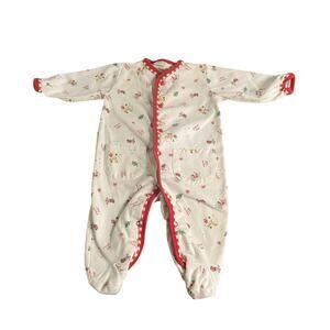 Kru Layette white first Christmas pattern long sleeve snap pajama SIZE 3-6M